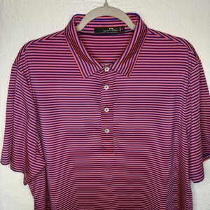 RLX Classic Fit Performance Polo Shirt Size XL Striped Red and Blue Luxury Golf